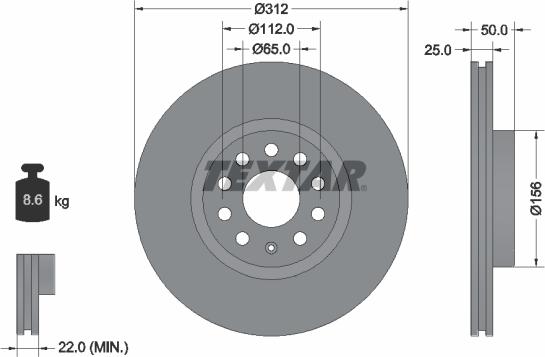 Textar 92120505 - Stabdžių diskas onlydrive.pro