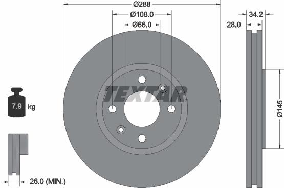 Textar 92107800 - Brake Disc onlydrive.pro