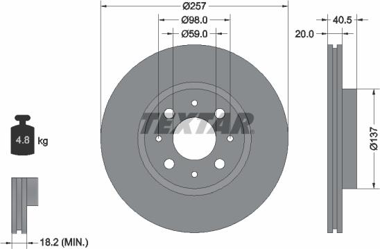 Textar 92068503 - Brake Disc onlydrive.pro
