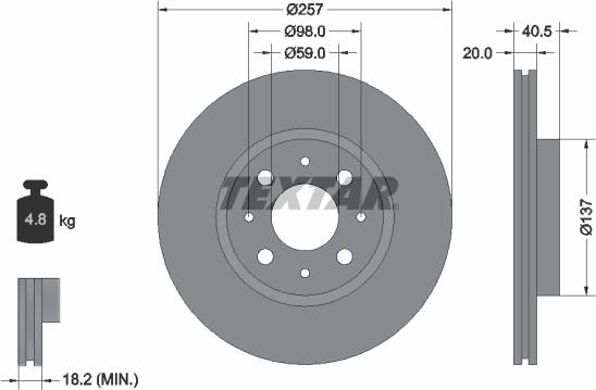 Textar 92068503 - Stabdžių diskas onlydrive.pro