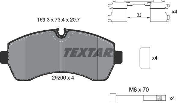 Textar 2920002 - Bremžu uzliku kompl., Disku bremzes onlydrive.pro