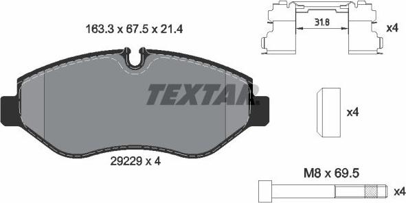 Textar 2922901 - Stabdžių trinkelių rinkinys, diskinis stabdys onlydrive.pro