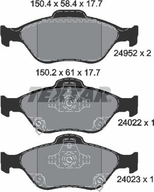 Textar 2495201 - Brake Pad Set, disc brake onlydrive.pro