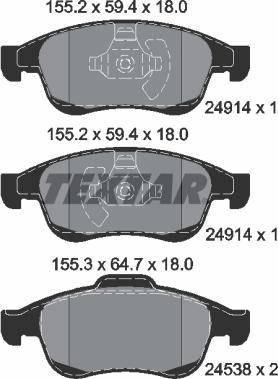 Textar 2491401 - Stabdžių trinkelių rinkinys, diskinis stabdys onlydrive.pro