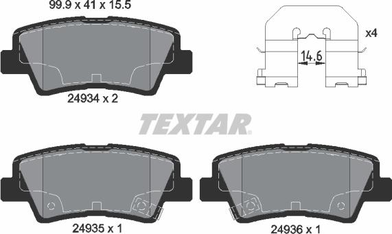 Textar 2493401 - Bremžu uzliku kompl., Disku bremzes onlydrive.pro