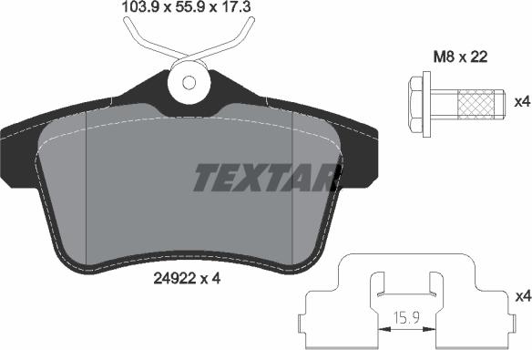 Textar 2492201 - Brake Pad Set, disc brake onlydrive.pro