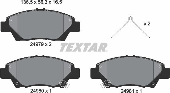 Textar 2497901 - Stabdžių trinkelių rinkinys, diskinis stabdys onlydrive.pro