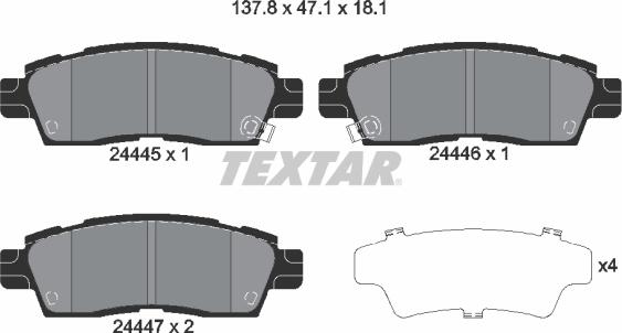 Textar 2444501 - Bremžu uzliku kompl., Disku bremzes onlydrive.pro