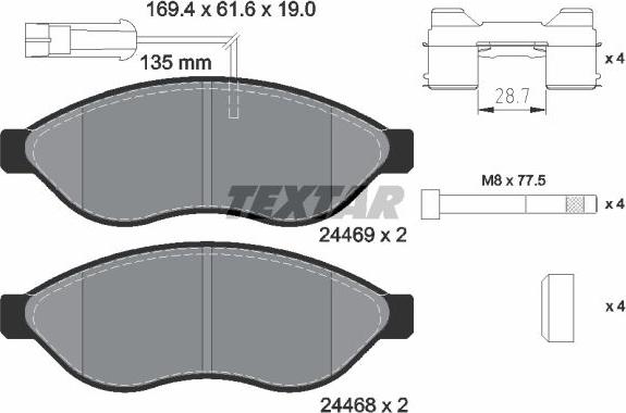 Textar 2446901 - Brake Pad Set, disc brake onlydrive.pro