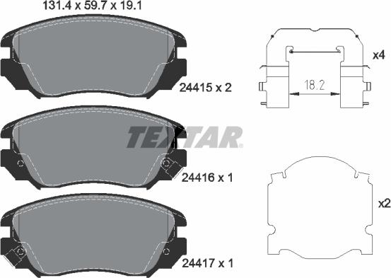 Textar 2441501 - Тормозные колодки, дисковые, комплект onlydrive.pro