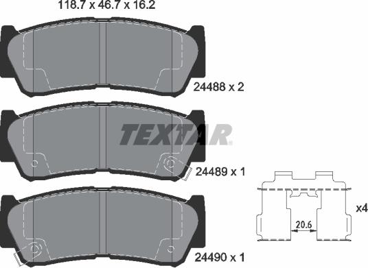 Textar 24 48 801 - Brake Pad Set, disc brake onlydrive.pro