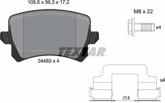 Textar 2448302 - Piduriklotsi komplekt,ketaspidur onlydrive.pro