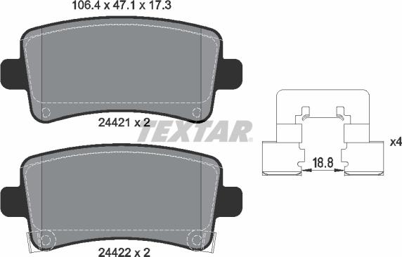 Textar 2442101 - Bremžu uzliku kompl., Disku bremzes onlydrive.pro