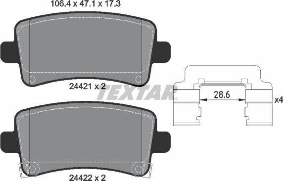 Textar 2442102 - Piduriklotsi komplekt,ketaspidur onlydrive.pro