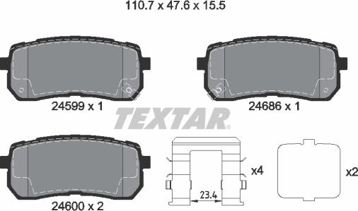 Textar 2459904 - Brake Pad Set, disc brake onlydrive.pro