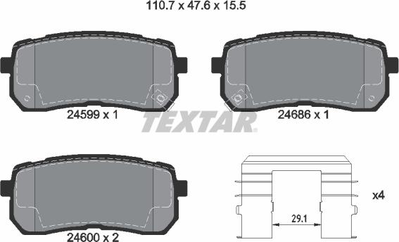 Textar 2459901 - Brake Pad Set, disc brake onlydrive.pro