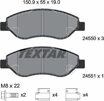 Textar 2455001 - Brake Pad Set, disc brake onlydrive.pro