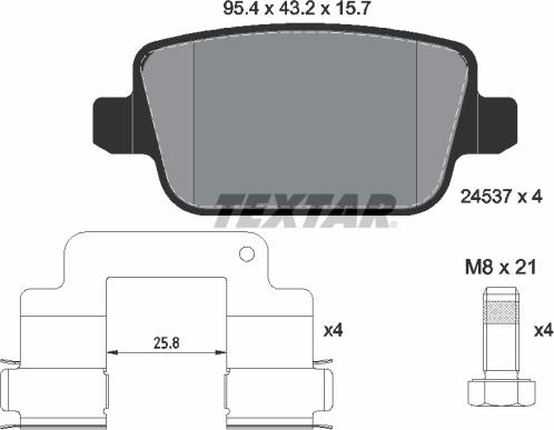 Textar 2453701 - Bremžu uzliku kompl., Disku bremzes onlydrive.pro