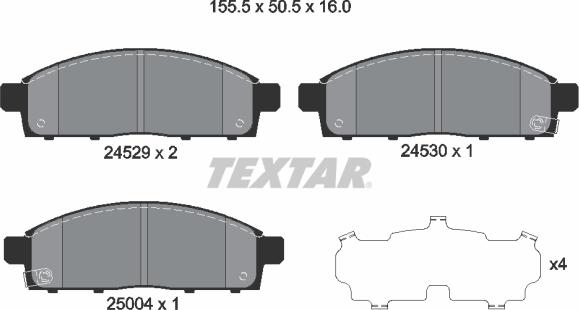 Textar 2452901 - Stabdžių trinkelių rinkinys, diskinis stabdys onlydrive.pro