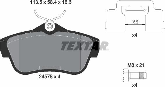 Textar 2457801 - Piduriklotsi komplekt,ketaspidur onlydrive.pro