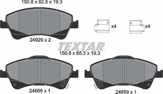 Textar 2466801 - Brake Pad Set, disc brake onlydrive.pro