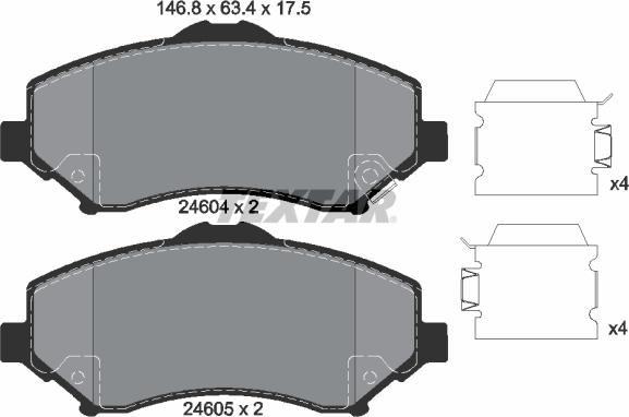 Textar 2460402 - Stabdžių trinkelių rinkinys, diskinis stabdys onlydrive.pro