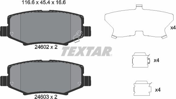 Textar 2460201 - Stabdžių trinkelių rinkinys, diskinis stabdys onlydrive.pro