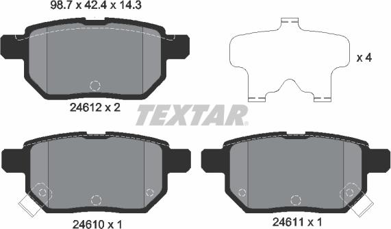 Textar 2461001 - Piduriklotsi komplekt,ketaspidur onlydrive.pro