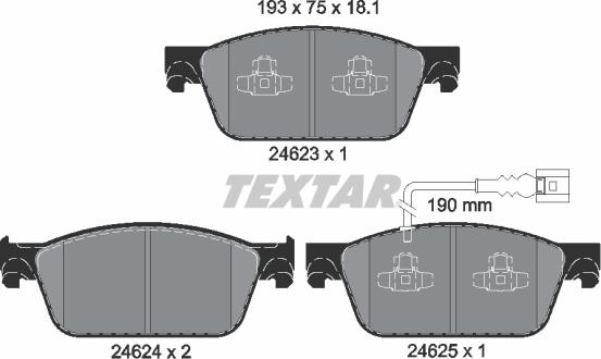 Textar 2462301 - Bremžu uzliku kompl., Disku bremzes onlydrive.pro