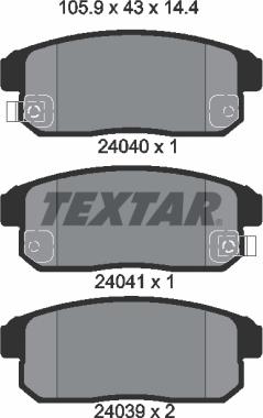 Textar 2404001 - Piduriklotsi komplekt,ketaspidur onlydrive.pro