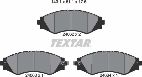 Textar 2406201 - Piduriklotsi komplekt,ketaspidur onlydrive.pro