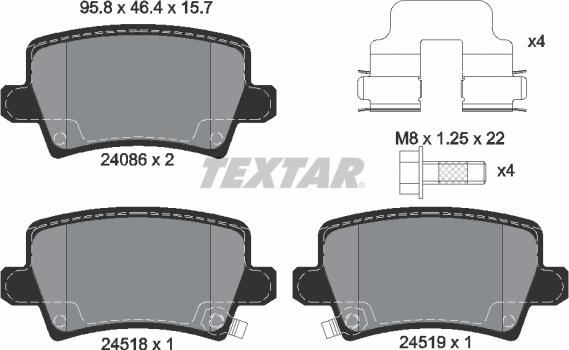 Textar 2408601 - Brake Pad Set, disc brake onlydrive.pro