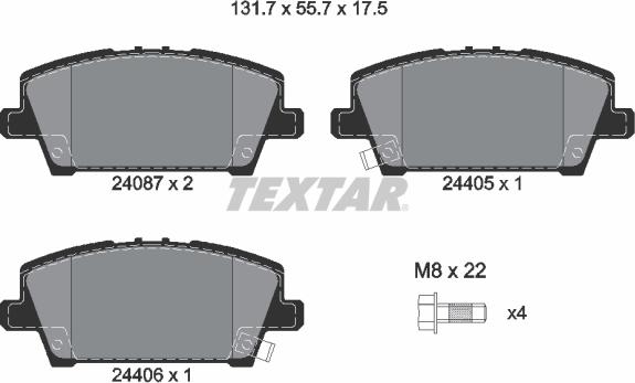 Textar 2408701 - Тормозные колодки, дисковые, комплект onlydrive.pro