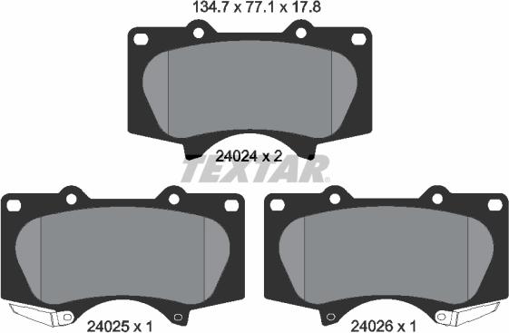 Textar 2402401 - Piduriklotsi komplekt,ketaspidur onlydrive.pro