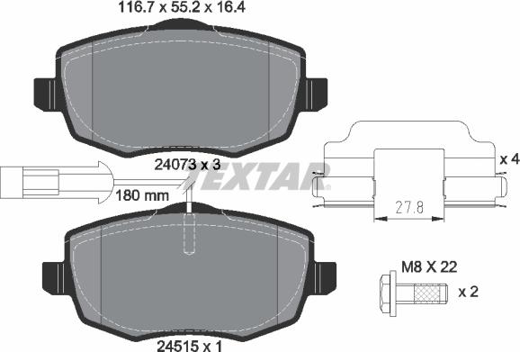 Textar 2407304 - Тормозные колодки, дисковые, комплект onlydrive.pro