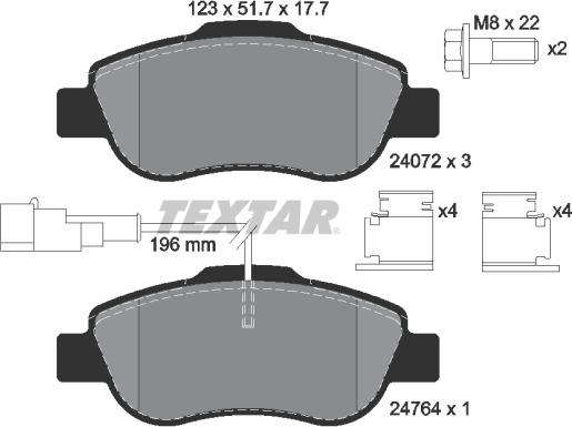 Textar 2407202 - Bremžu uzliku kompl., Disku bremzes onlydrive.pro