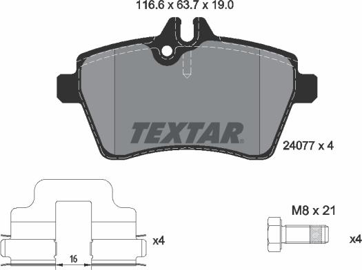 Textar 2407701 - Bremžu uzliku kompl., Disku bremzes onlydrive.pro