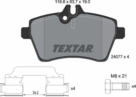 Textar 2407702 - Bremžu uzliku kompl., Disku bremzes onlydrive.pro