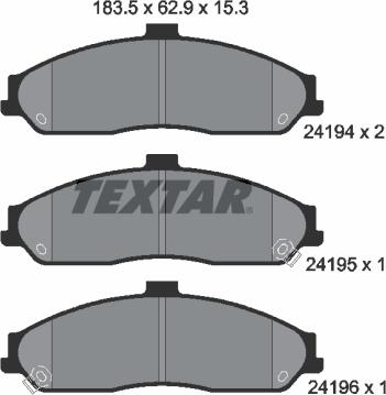 Textar 2419401 - Bremžu uzliku kompl., Disku bremzes onlydrive.pro