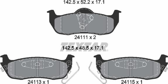 Textar 2411102 - Piduriklotsi komplekt,ketaspidur onlydrive.pro