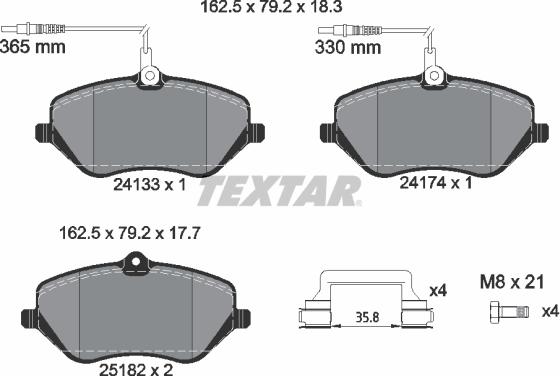 Textar 2413303 - Brake Pad Set, disc brake onlydrive.pro