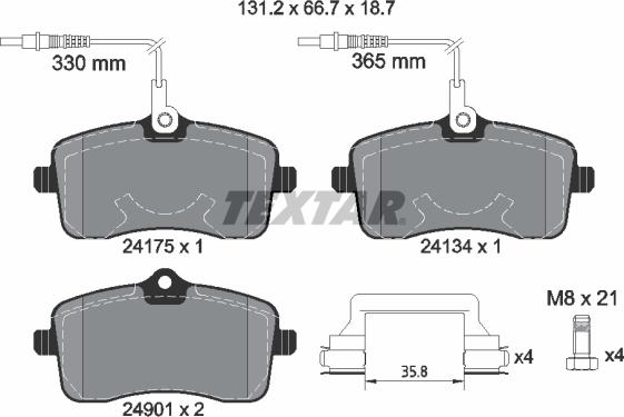 Textar 2417501 - Brake Pad Set, disc brake onlydrive.pro