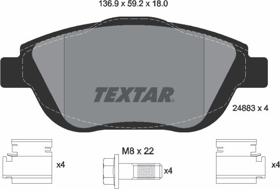 Textar 2488301 - Brake Pad Set, disc brake onlydrive.pro