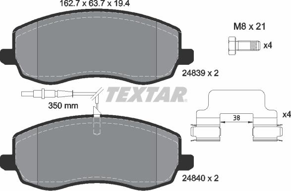 Textar 2483901 - Bremžu uzliku kompl., Disku bremzes onlydrive.pro