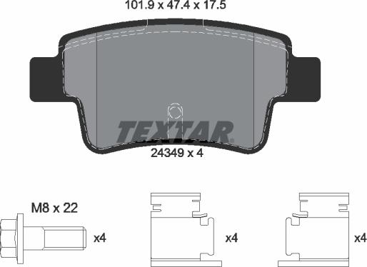 Textar 2434901 - Brake Pad Set, disc brake onlydrive.pro