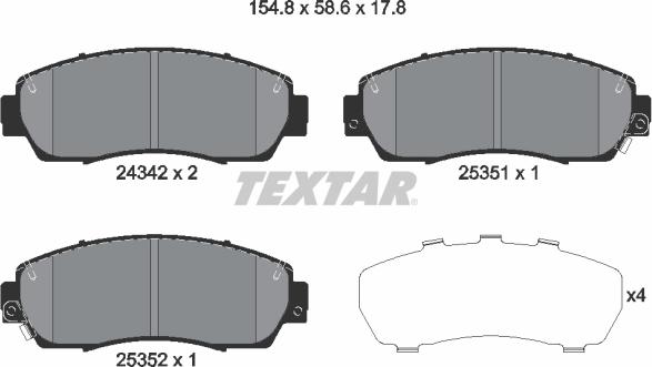 Textar 2434201 - Brake Pad Set, disc brake onlydrive.pro