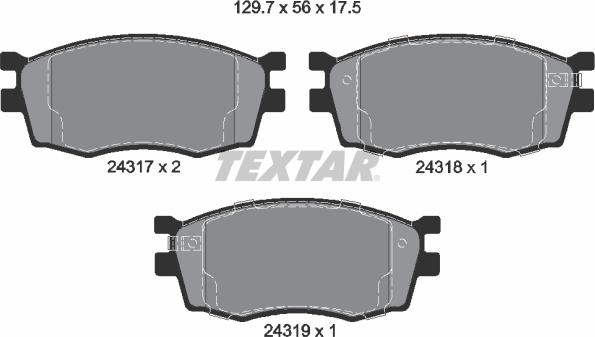 Textar 2431701 - Piduriklotsi komplekt,ketaspidur onlydrive.pro