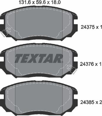 Textar 2437501 - Bremžu uzliku kompl., Disku bremzes onlydrive.pro