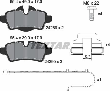 Textar 2428904 - Brake Pad Set, disc brake onlydrive.pro