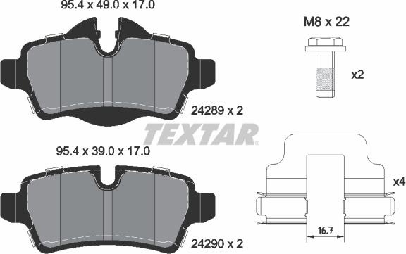 Textar 2428901 - Stabdžių trinkelių rinkinys, diskinis stabdys onlydrive.pro